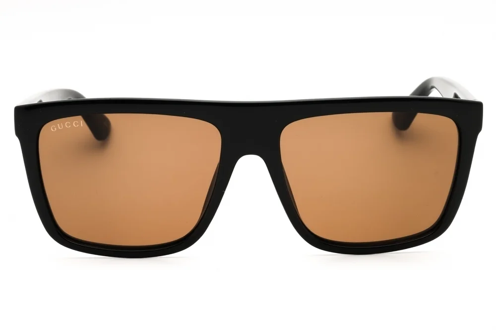 NWT Gucci GG0748S-002 Brown Rectangular 59mm Sunglasses
